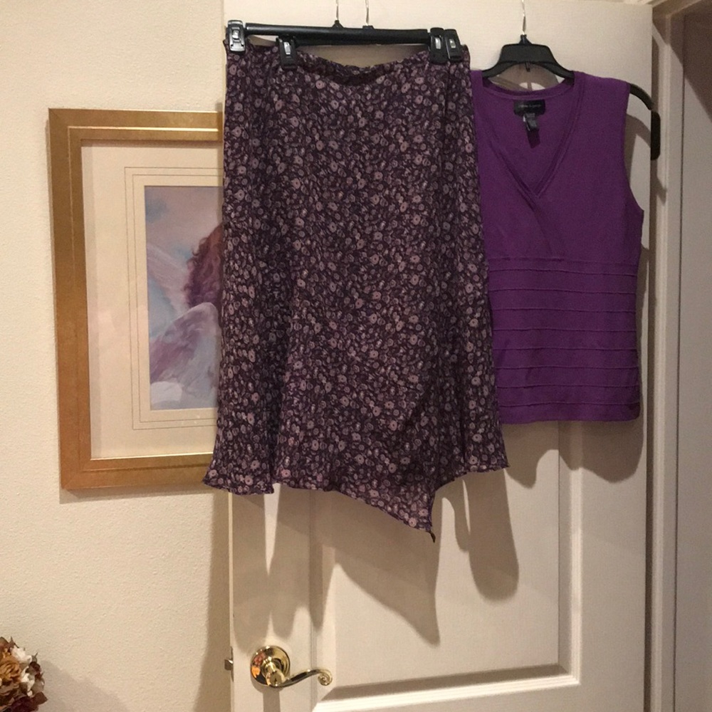 Lovely Purple and Lilac Rena Rowan Floral Skirt